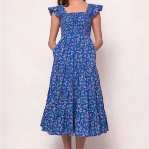 Ivy City Co Blue Floral Midi Dress
